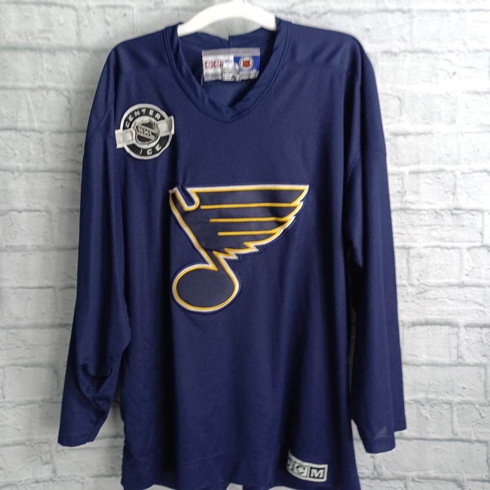 CCM St Louis Blues NHL Center Ice Hockey Jersey Mens XL Navy Blue Pullover